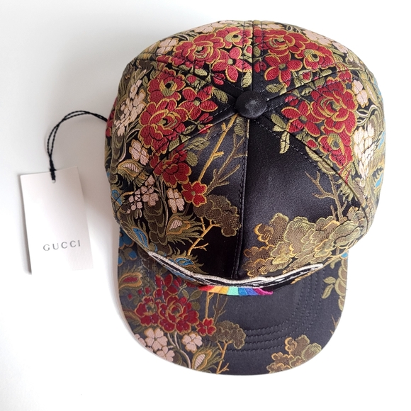 New Gucci UFO Fall '17 Collection Rainbow Floral Embroidery Baseball Cap Hat NWT - Picture 10 of 16